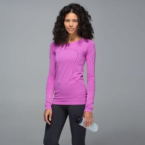 Lululemon Swiftly Tech Long Crew Rugby Stripe Tonal Heathered Ultra Violet 734